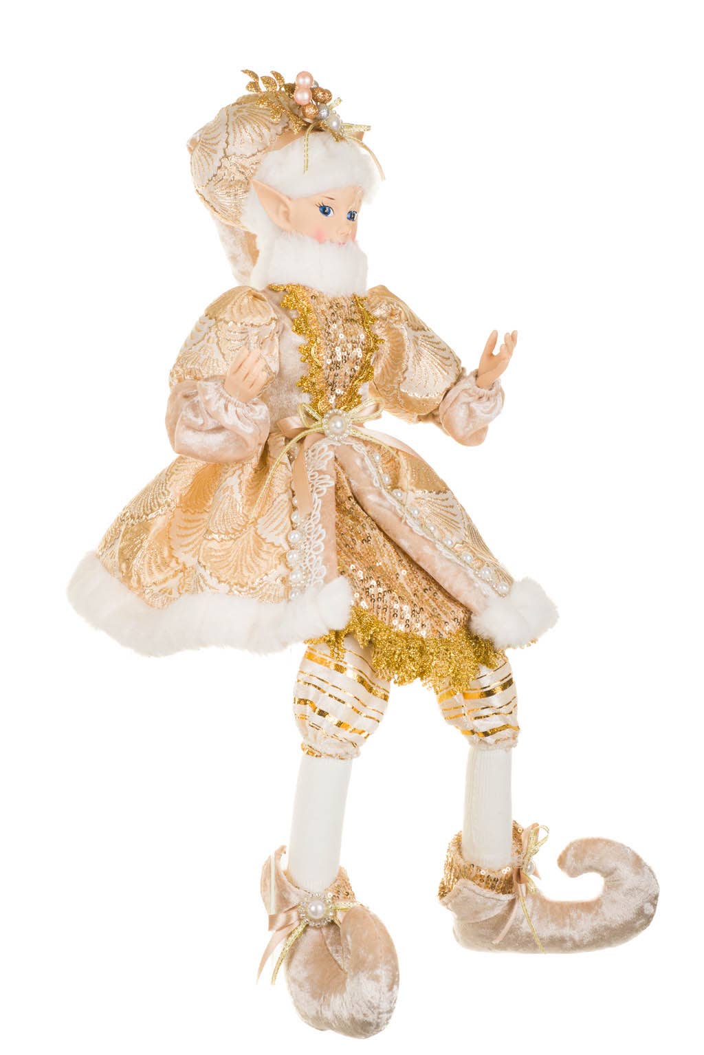 Gold Elf Figurine With Pearl Accents 23-inch