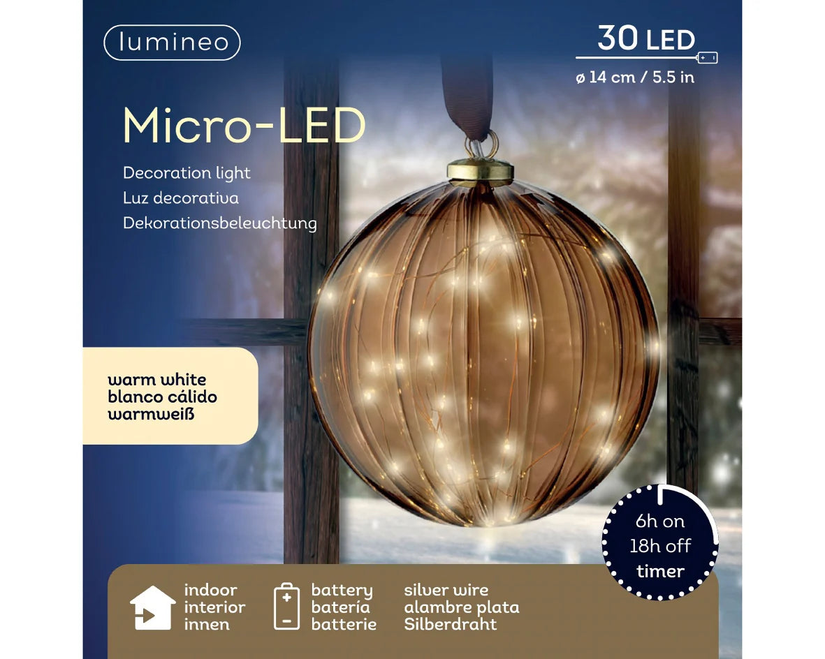 Gold  Bronze LED Ornament 6 inch set of 4