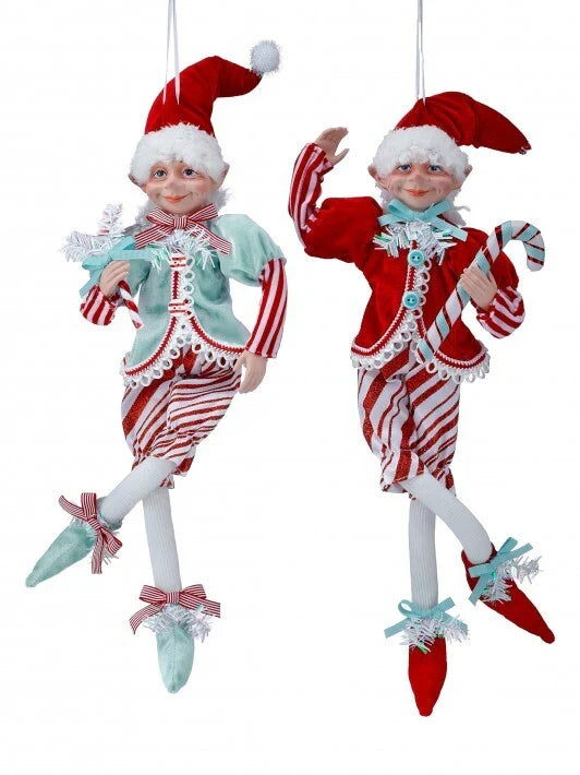 Christmas Peppermint Elves 17 inch Bendable set of 2