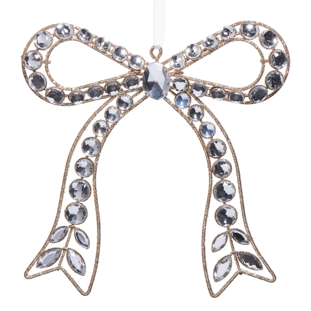 Jeweled Bow Ornament 7.25 inch set of 2