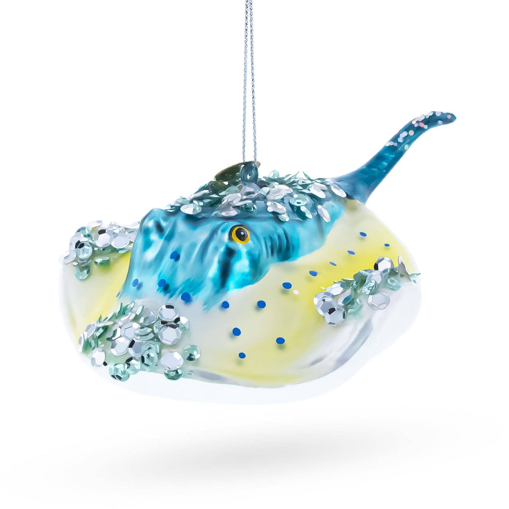 Blue Stingray Glass Ornament