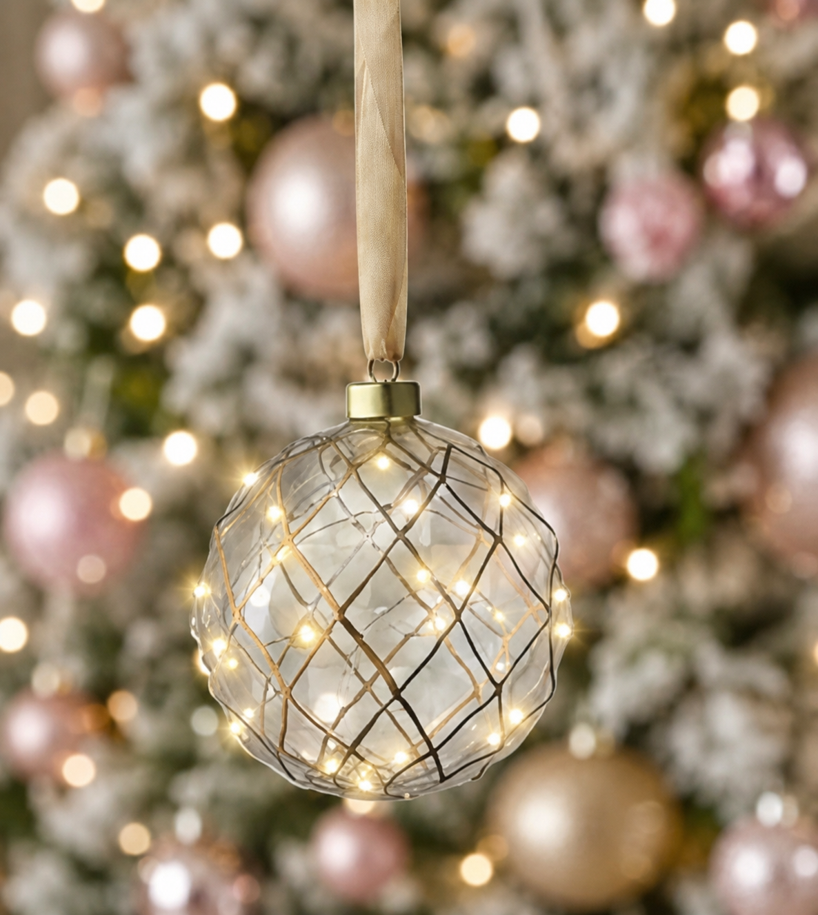 LED Clear Glass Ornament 6 inch set of 4