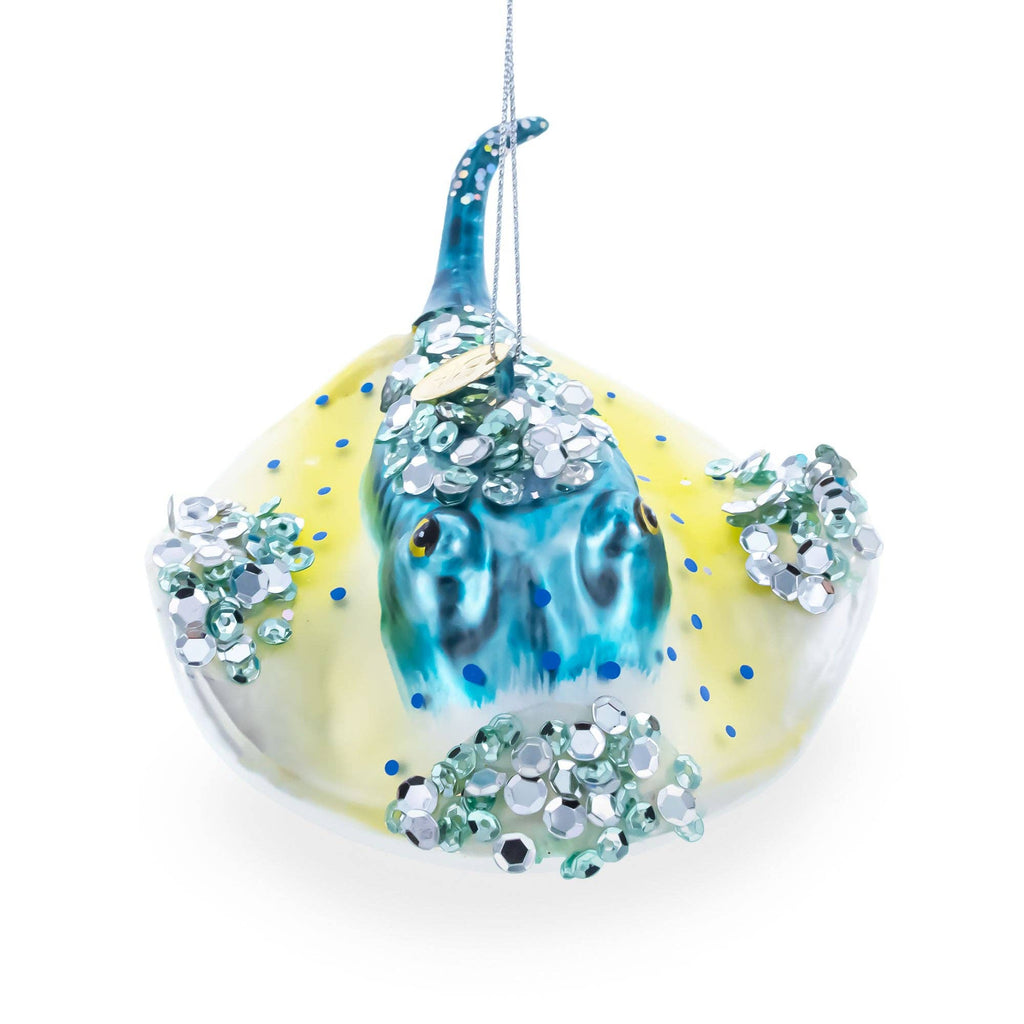 Blue Stingray Glass Ornament