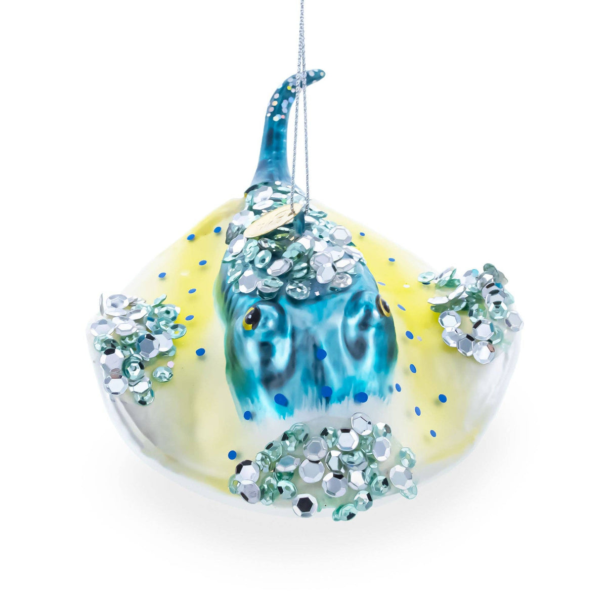Blue Stingray Glass Ornament