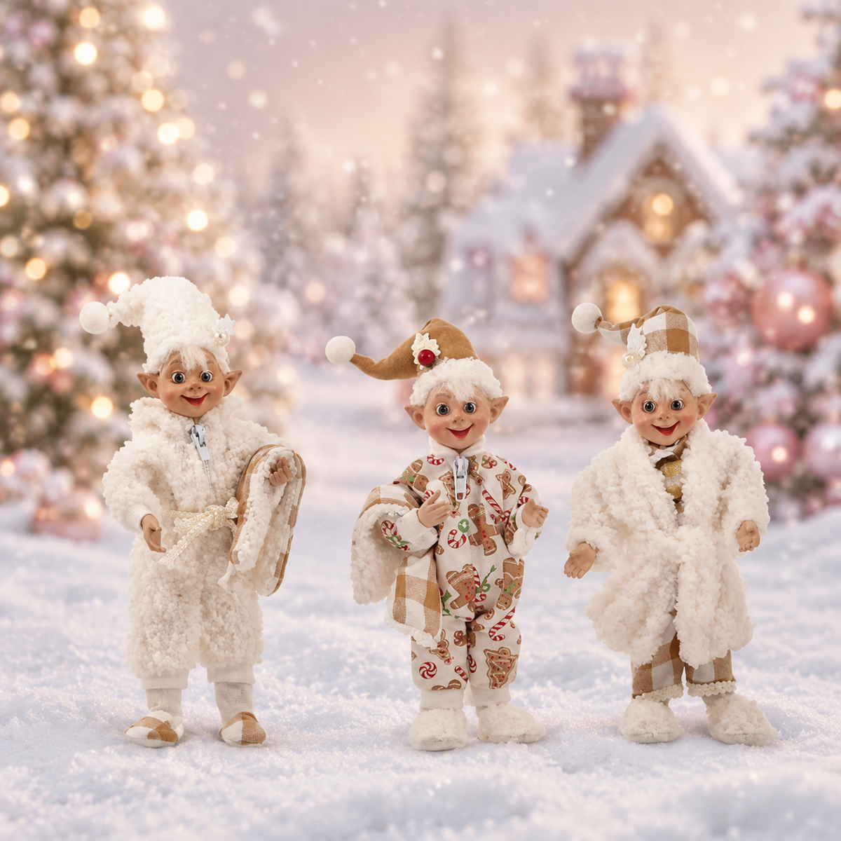 Christmas Bedtime Poseable 7 inch Elves set of 3