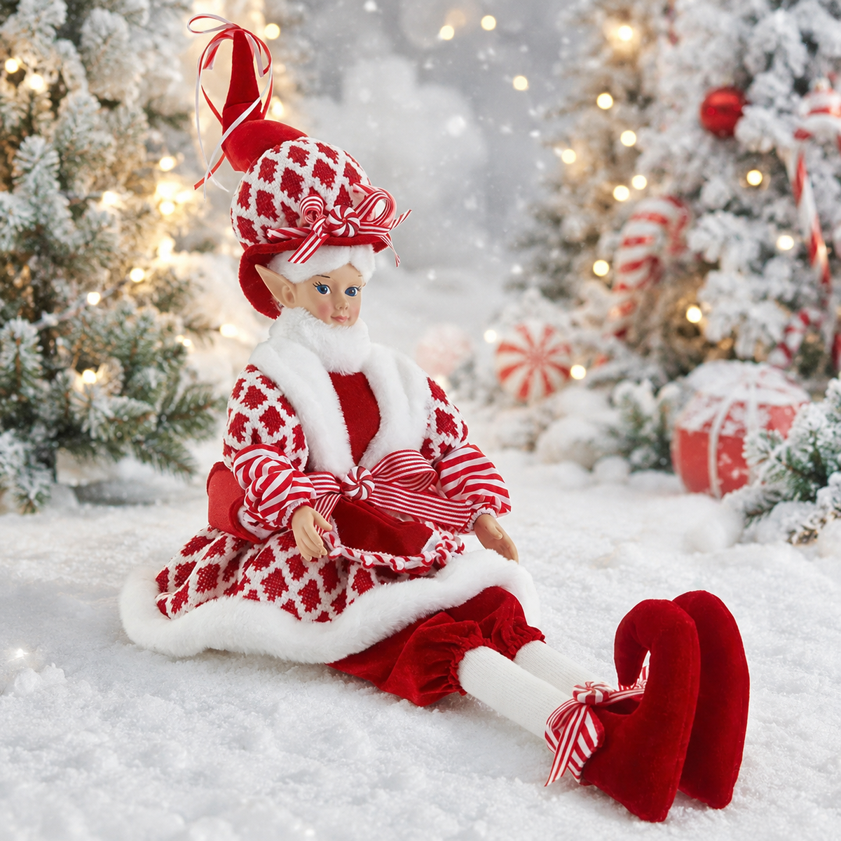 Elegant Candy Cane Elf 26 inch