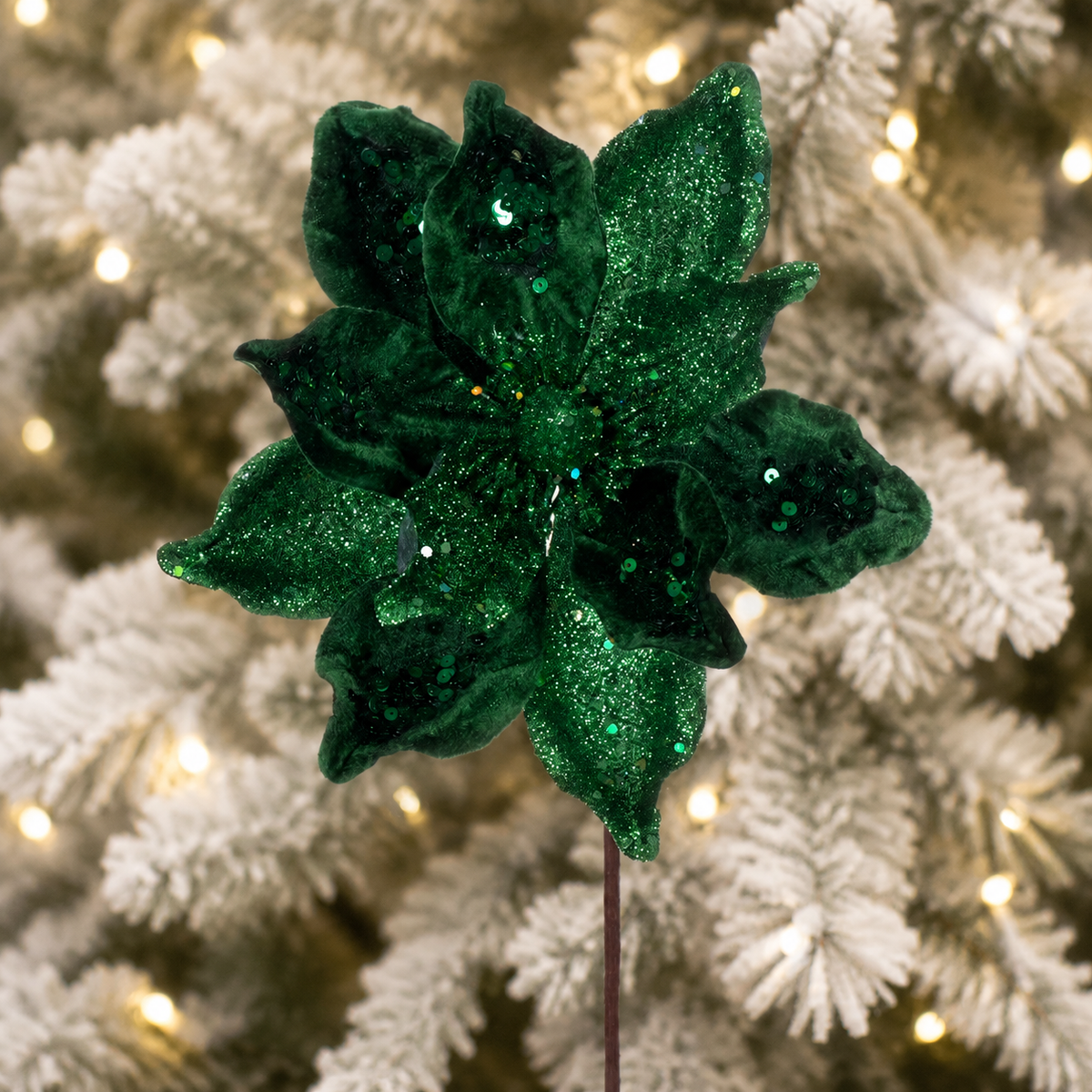 Vickerman Deluxe Emerald Green Magnolia Stem set of 6