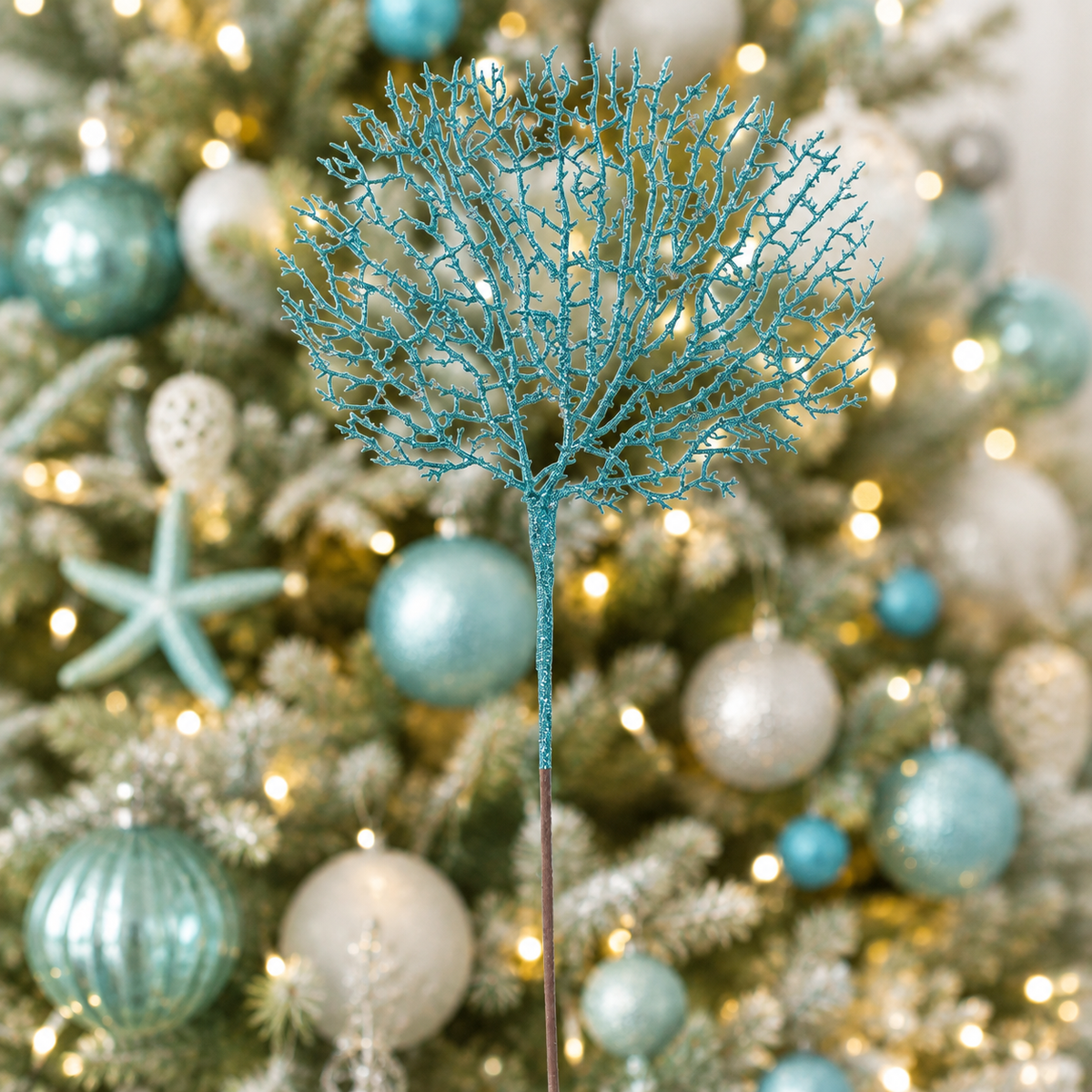Vickerman Seafoam Green 21" Glitter Coral Spray  set of 4