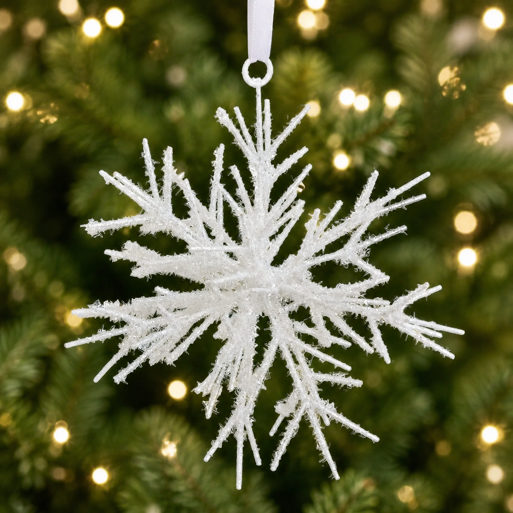 Icy Snowflake Ornament 7 inch set of 2