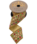 D. Stevens Gold Jeweled Ribbon 3-inch by 5 yards