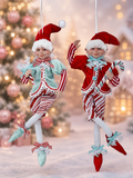 Christmas Peppermint Elves 17 inch Bendable set of 2