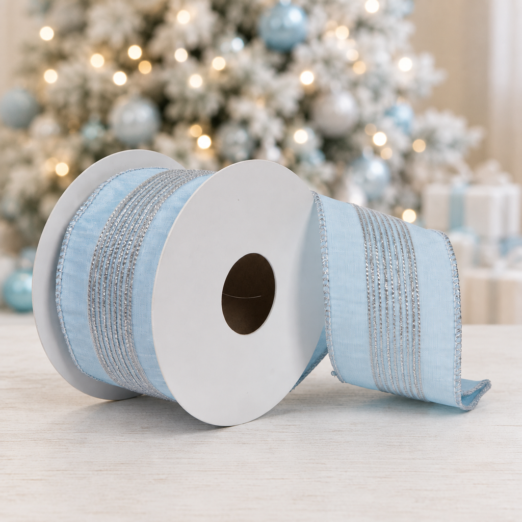 Vickerman 2.5x 5 yards Blue Glitter Dupion Ribbon