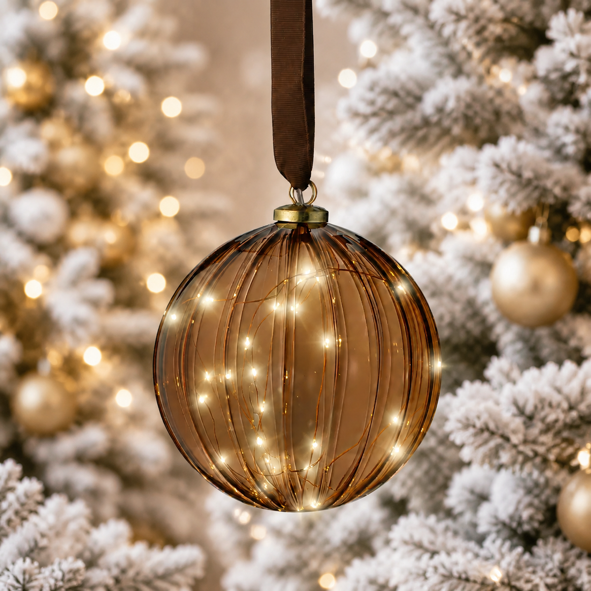Gold  Bronze LED Ornament 6 inch set of 4
