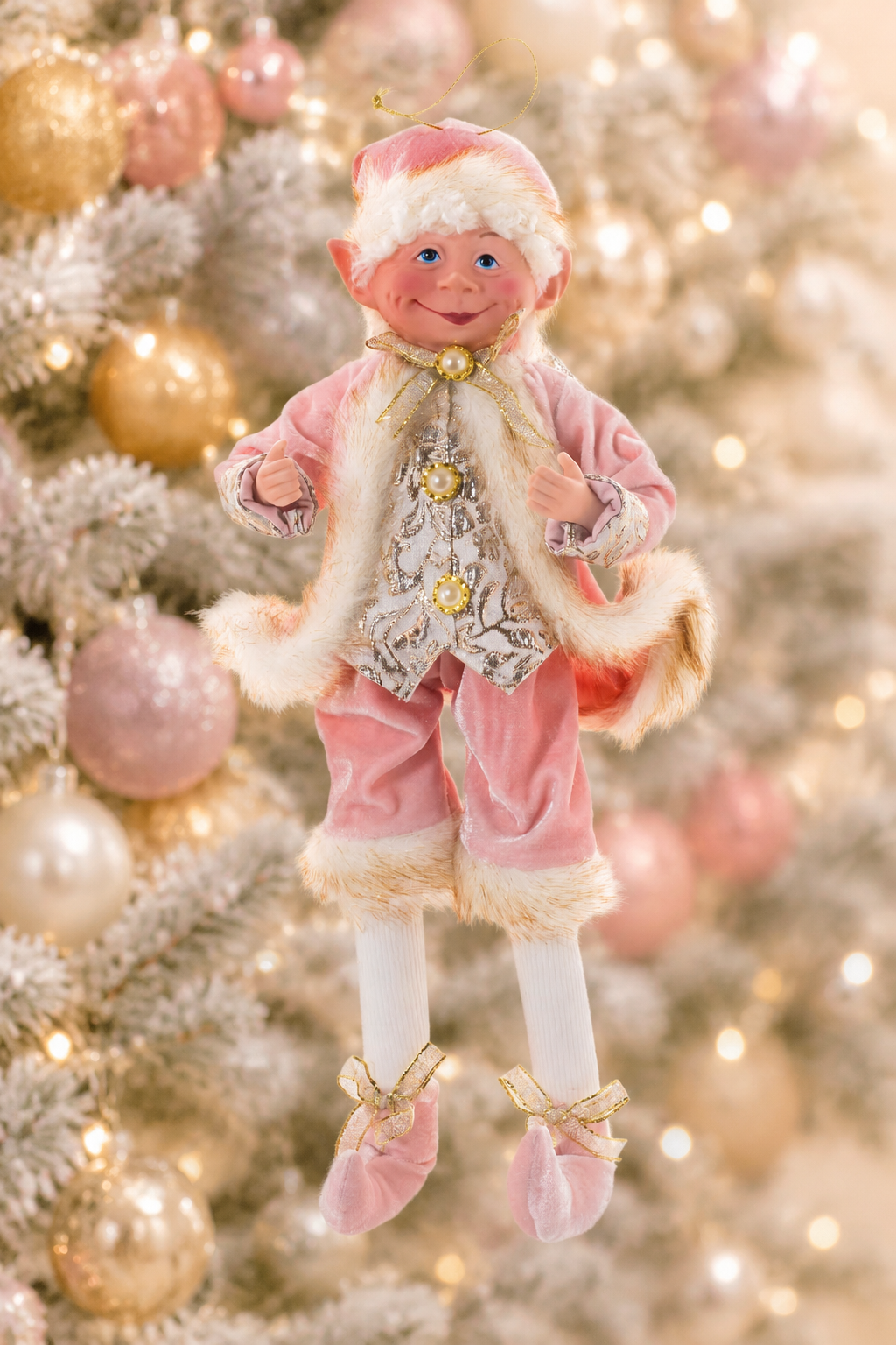 Pink/Gold Elf Figurine with Adjustable Legs 18-inch