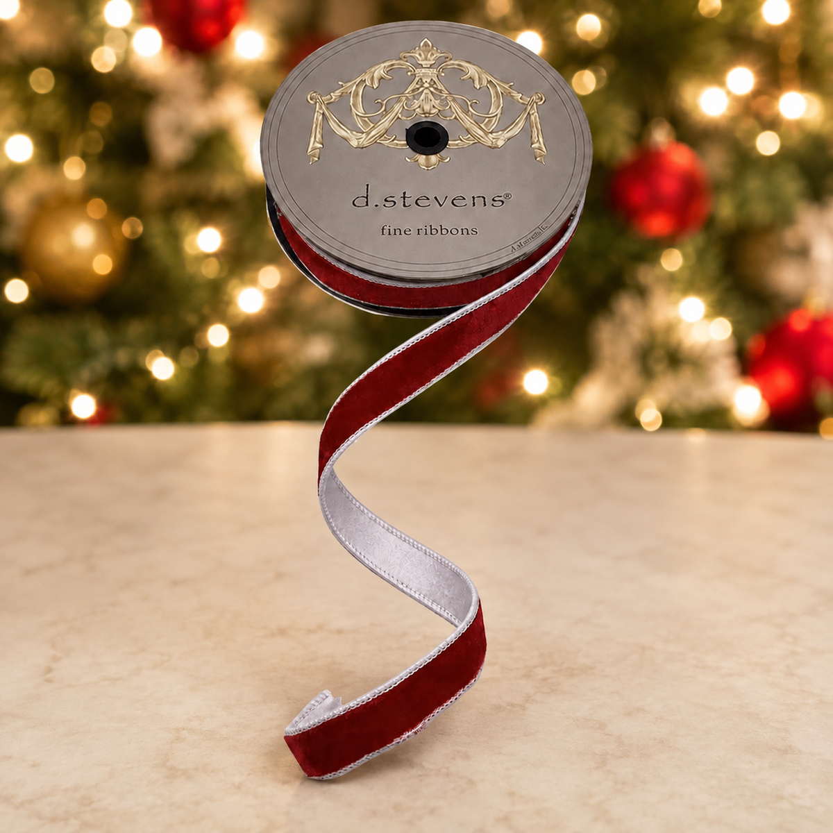 D. Stevens Red Velvet Ribbon 1-inch by 10 yards