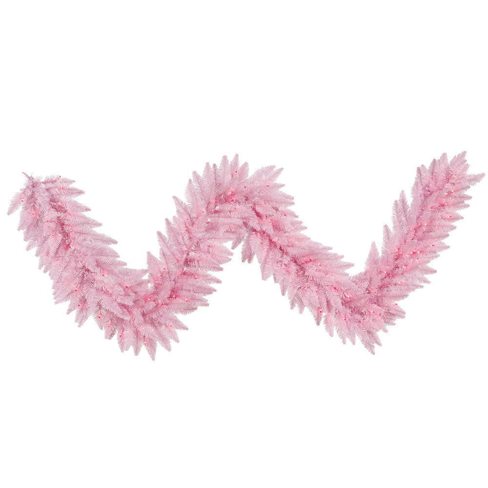 Vickerman Pink Garland LED 9 ft