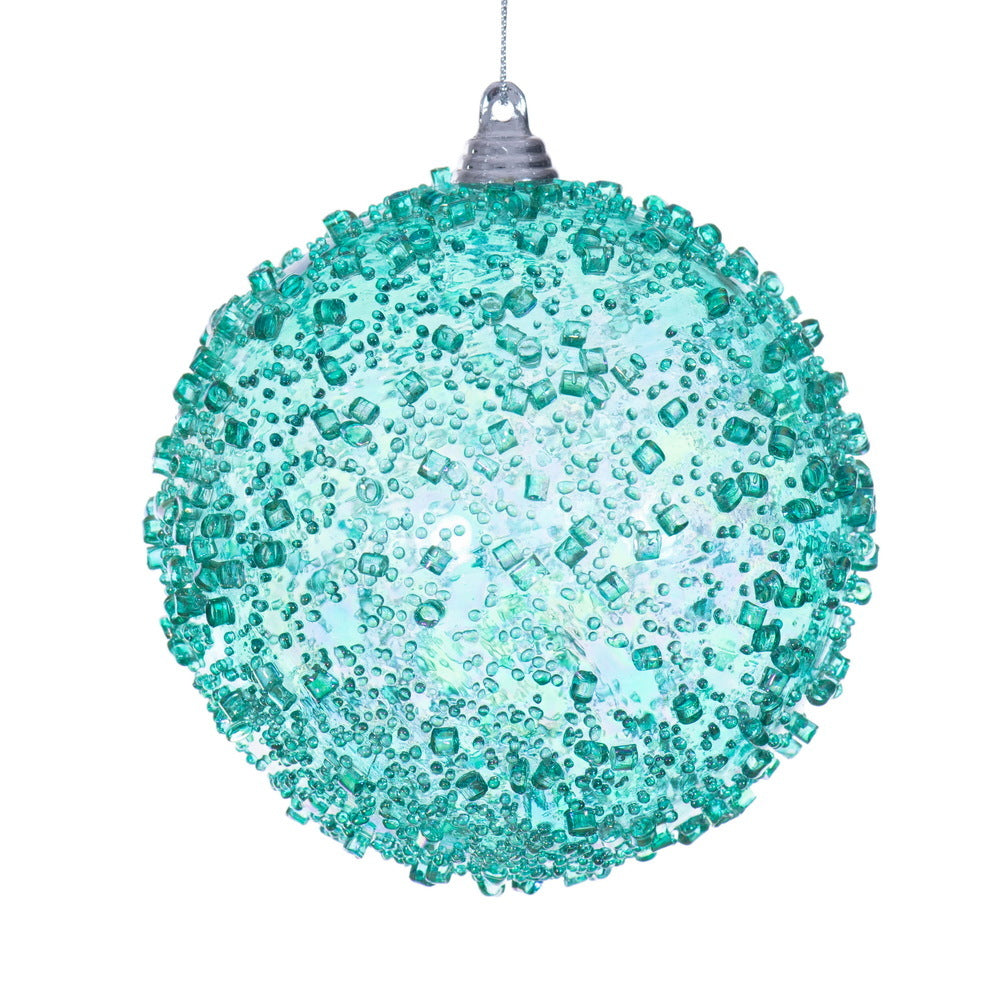 Vickerman Teal 4.75 inch beaded ornament set of 3
