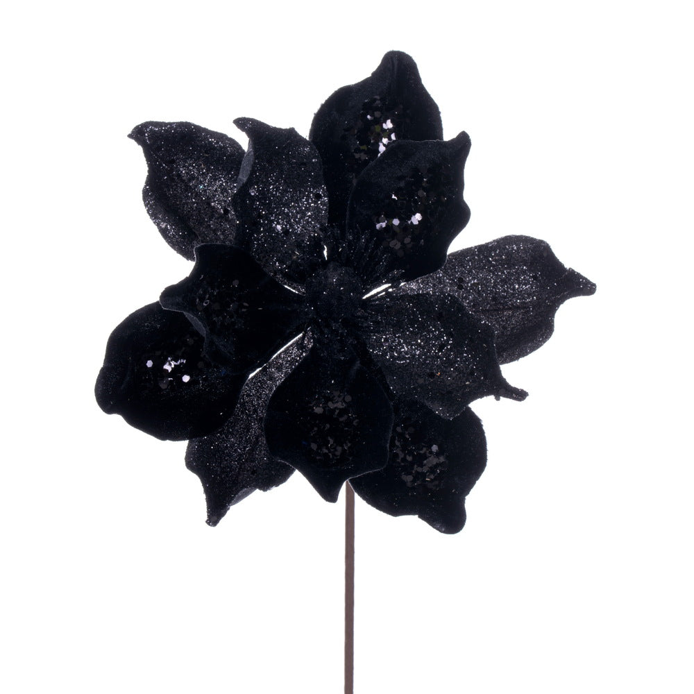 Vickerman Deluxe Black Magnolia Stem set of 6