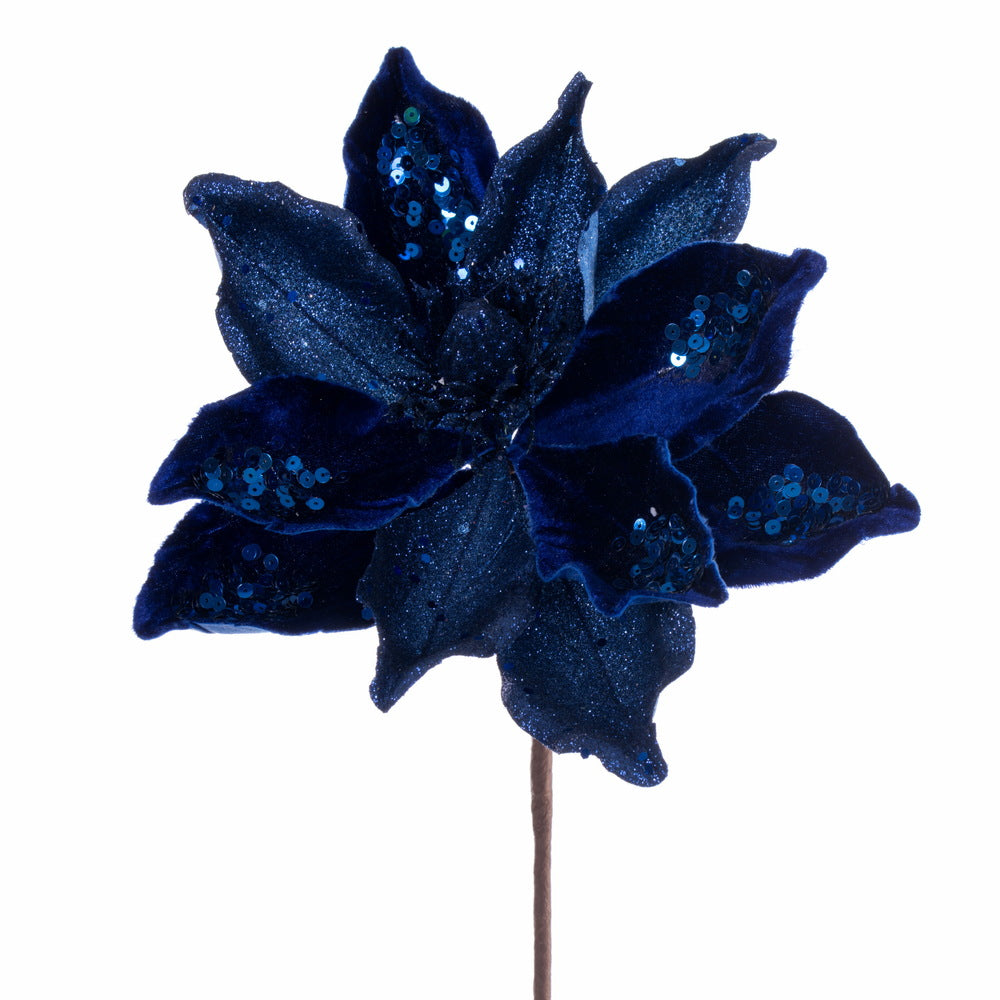 Vickerman Deluxe Midnight Blue Magnolia Stem set of 6