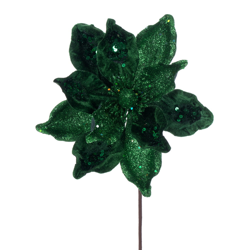 Vickerman Deluxe Emerald Green Magnolia Stem set of 6