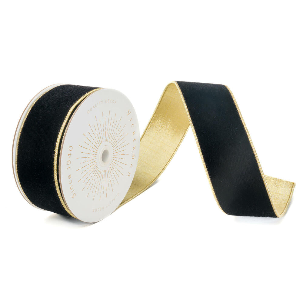 Vickerman Velvet with Gold Trim/Backing Ribbon 2.5-inch 10 yards