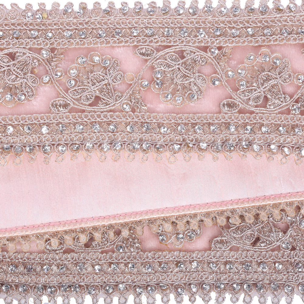 Rose Gold Pink Jewel Lace Ribbon 2.5 inch by 5 yards