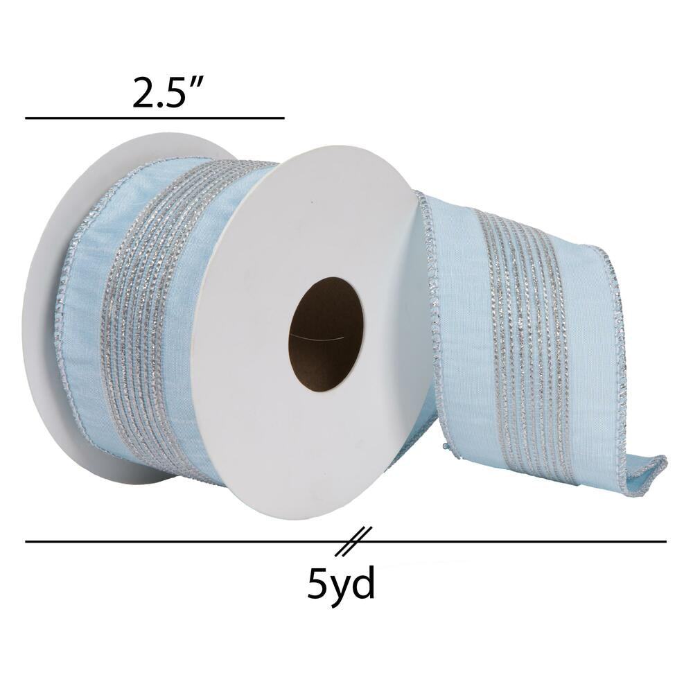Vickerman 2.5x 5 yards Blue Glitter Dupion Ribbon