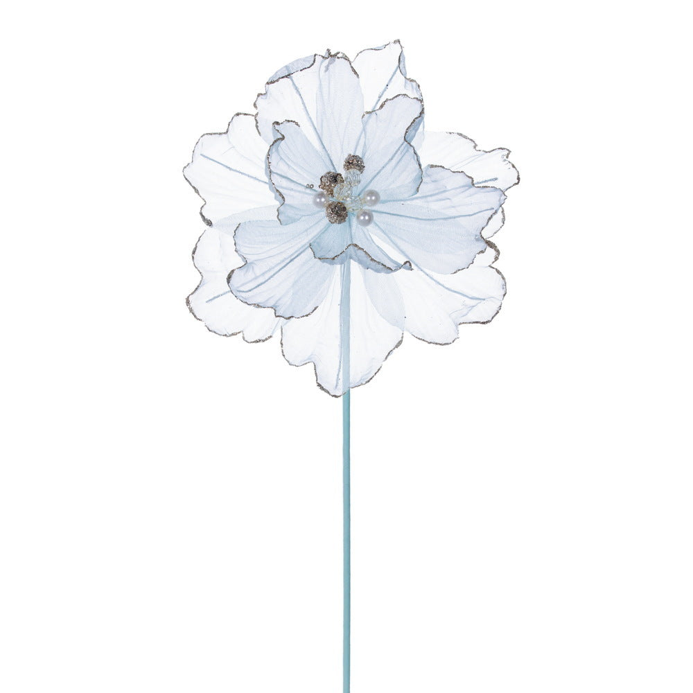 Vickerman Sheer  Sea Blue Poppy Stem set of 3