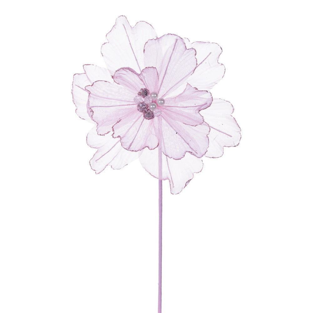 Vickerman Pink Sheer Poppy Stem set of 3