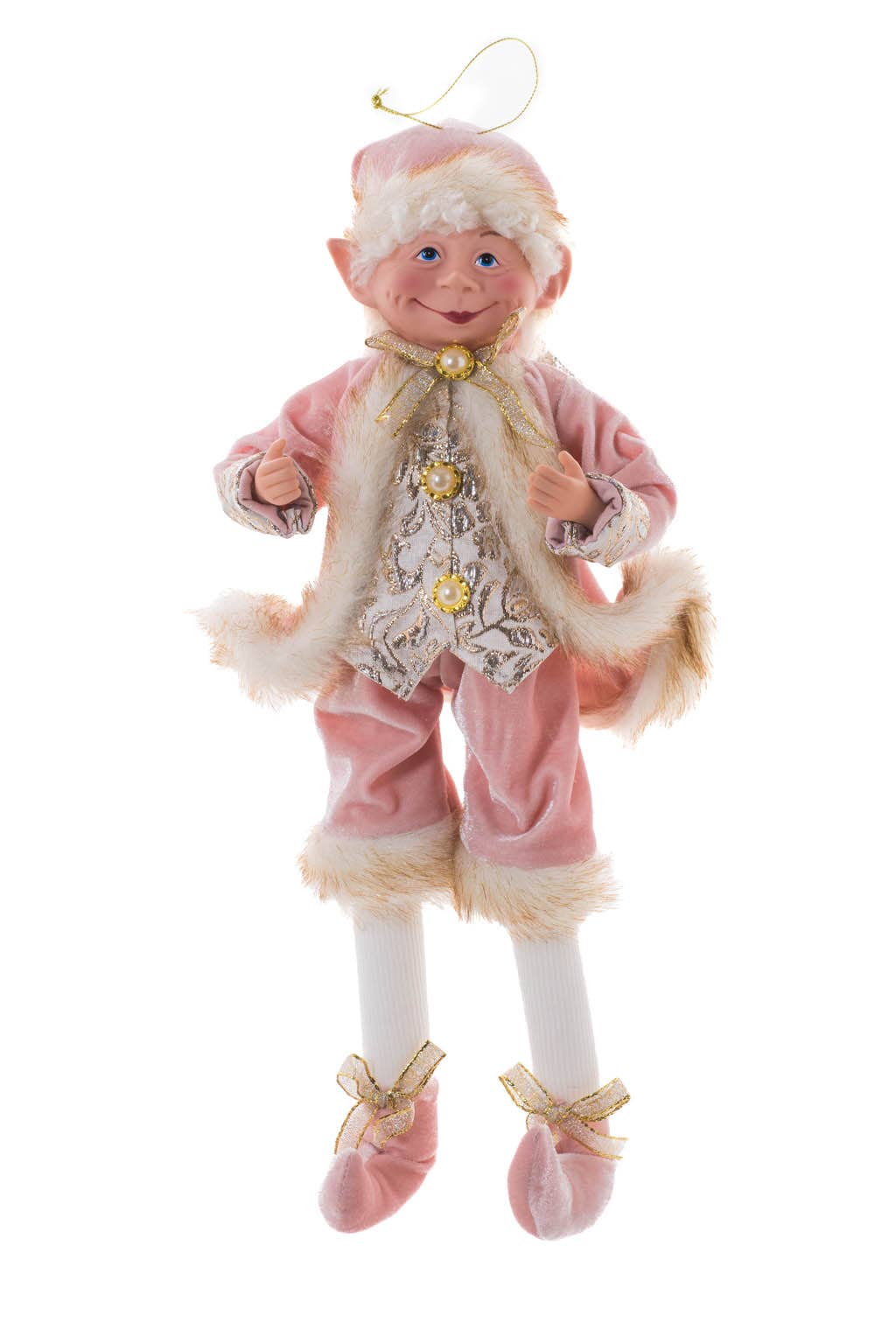 Pink/Gold Elf Figurine with Adjustable Legs 18-inch