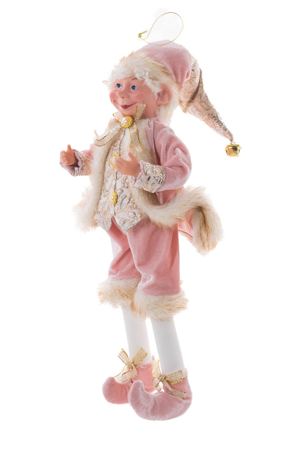 Pink/Gold Elf Figurine with Adjustable Legs 18-inch