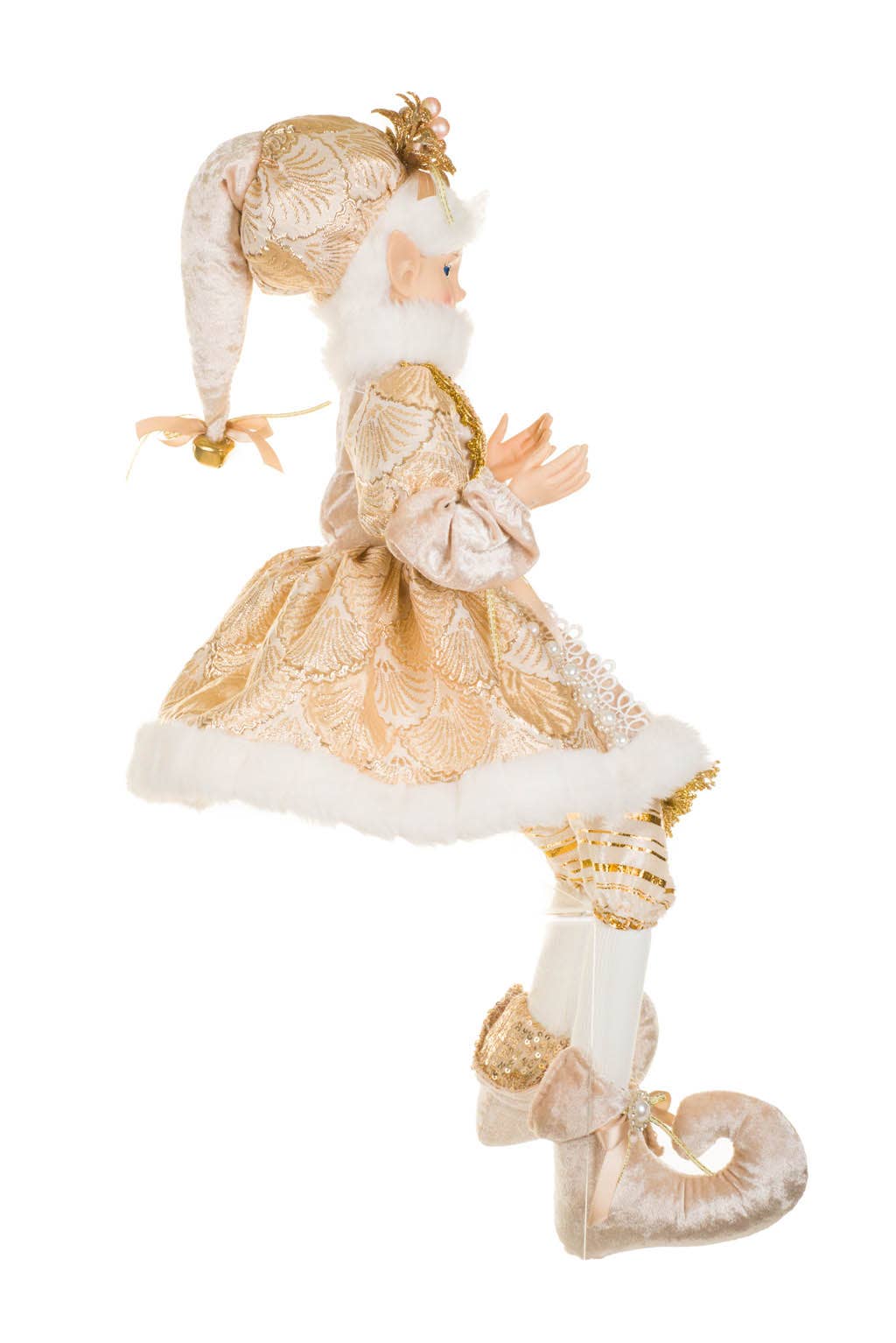 Gold Elf Figurine With Pearl Accents 23-inch