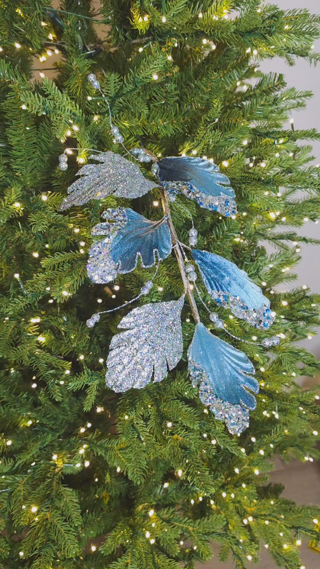 Blue branch leaves 31-inch set of 6