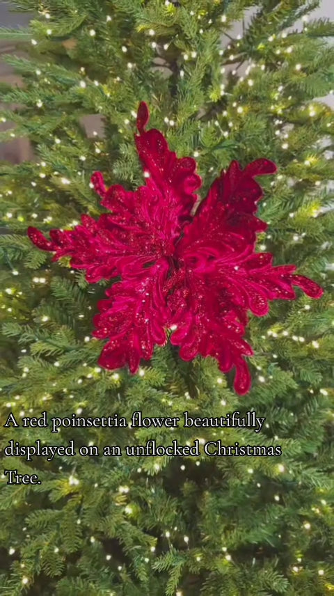 Velvet Red Giant Poinsettia Floral Stem set of 6