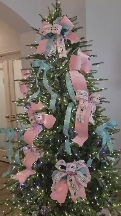 Pink & Teal Nutcracker Christmas Bow Bundle Bows & Loops
