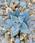 Light Blue Pearl Poinsettia 17" set of 6