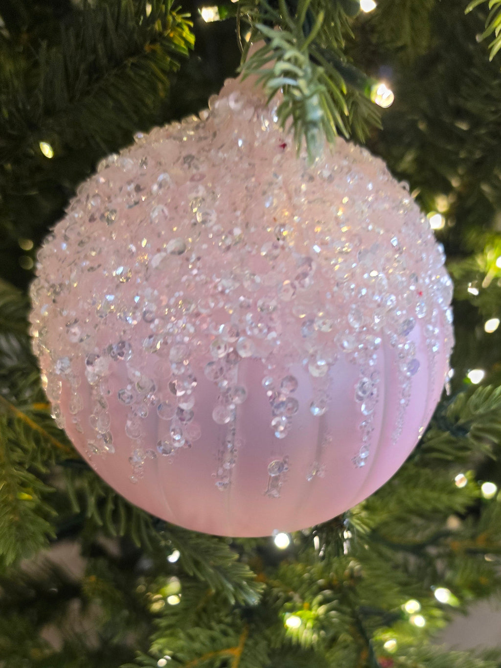 5 inch Pink Pearl Glass Ornaments set of 6