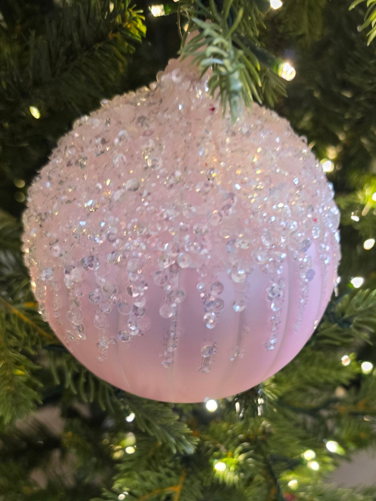 5 inch Pink Pearl Glass Ornaments set of 6