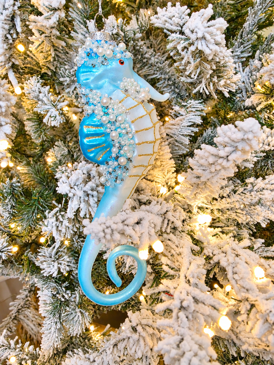 Seahorse Glass Ornament 7.5 inch