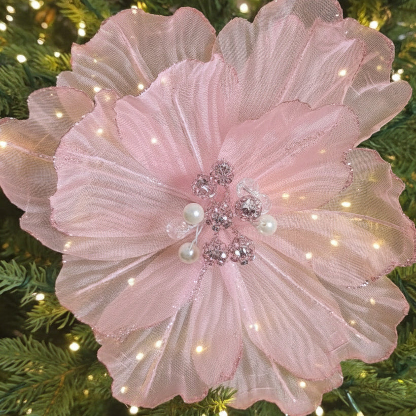 Vickerman Pink Sheer Poppy Stem set of 3