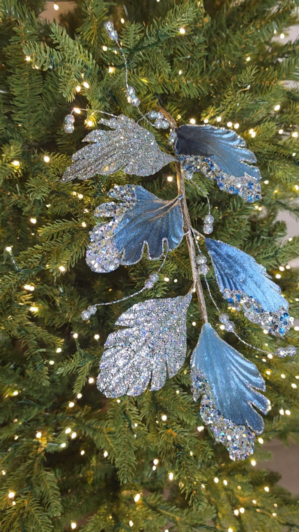 Blue branch leaves 31-inch set of 6