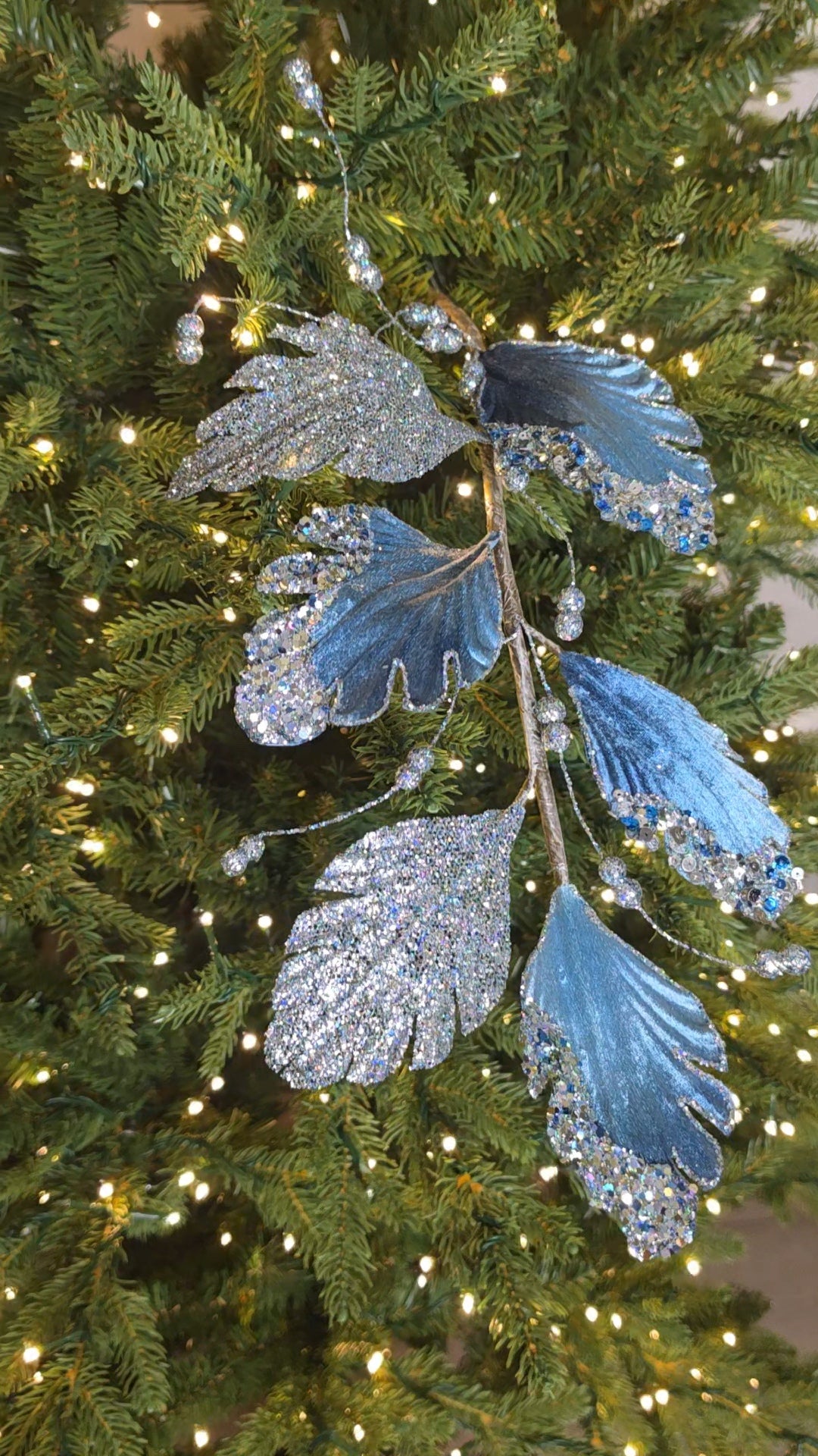 Blue branch leaves 31-inch set of 6