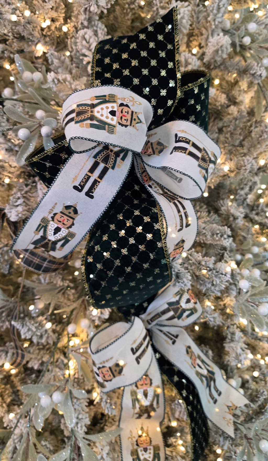 Nutcracker Christmas Bow Bundle/ Forest Green, Ivory & Gold