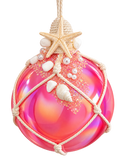 Pink netted Coastal ornament with Starfish 5-inch