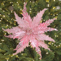Pink Glitter Poinsettia 15 inch set of 6