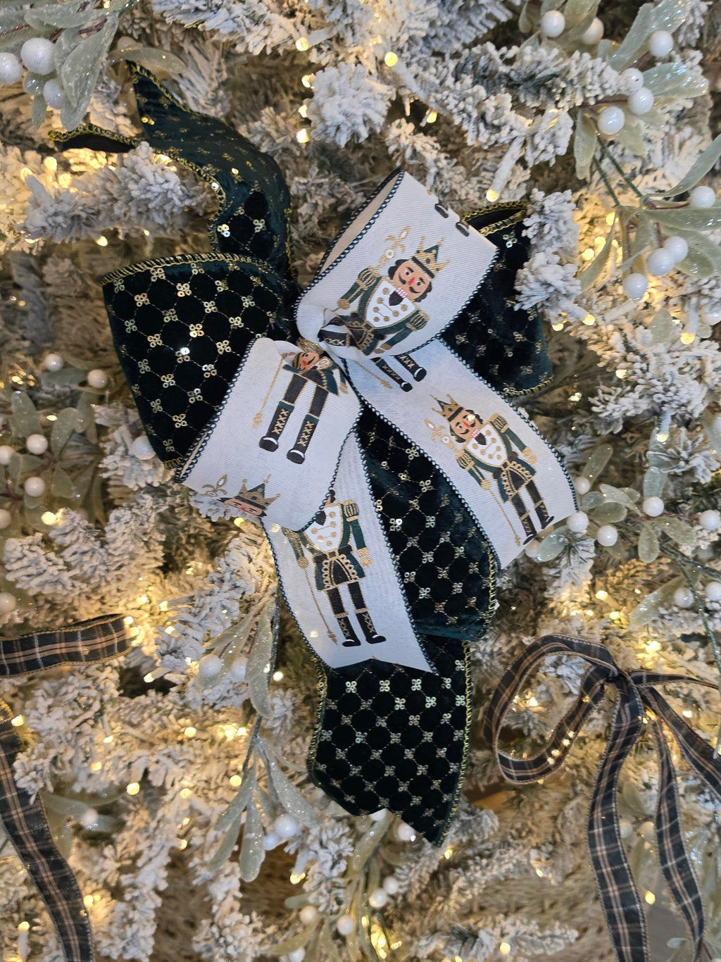 Nutcracker Christmas Bow Bundle/ Forest Green, Ivory & Gold
