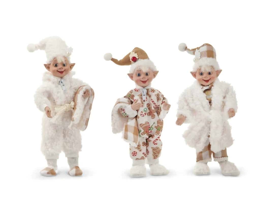 Christmas Bedtime Poseable 7 inch Elves set of 3
