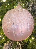 5 inch Pink Pearl Glass Ornaments set of 6